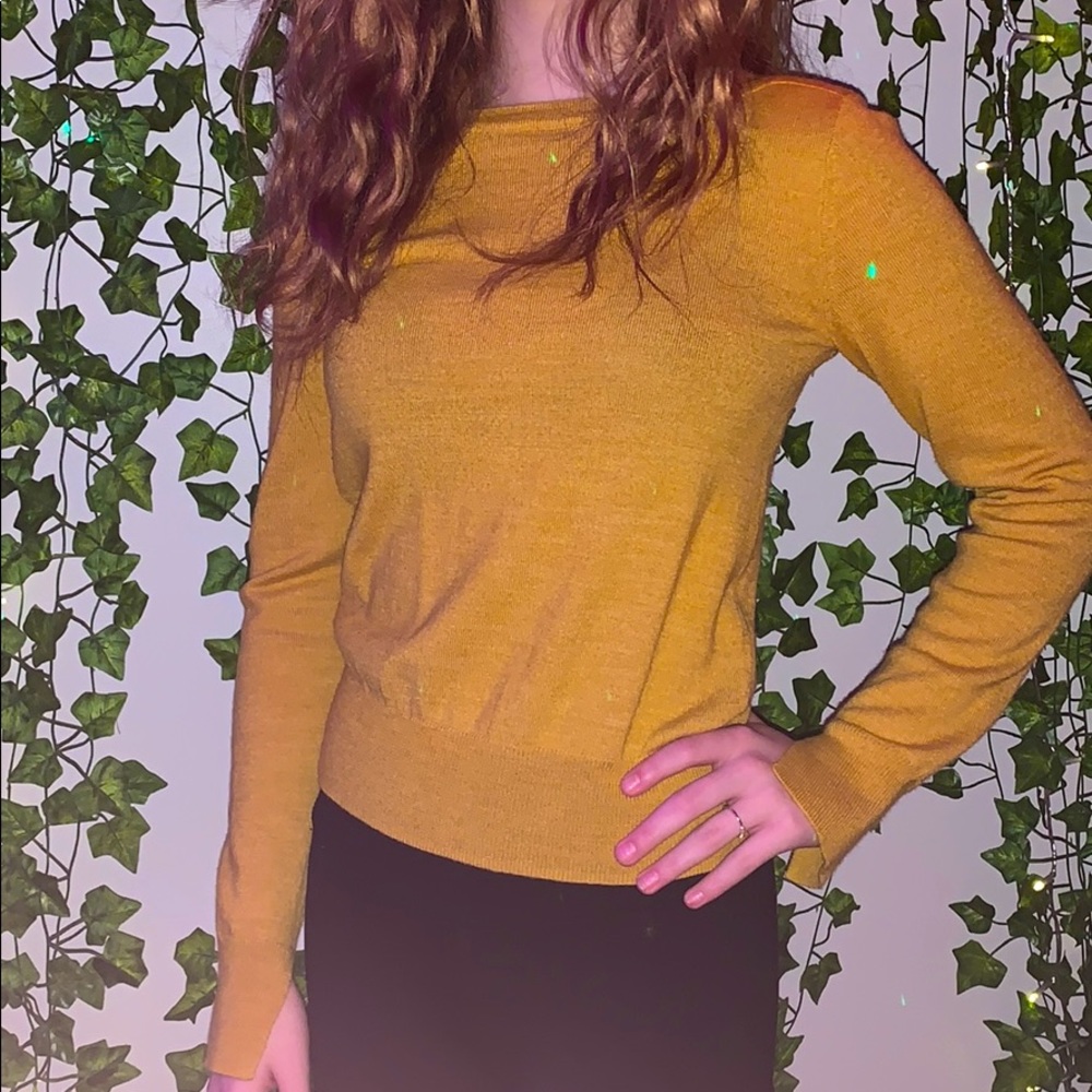 yellow, slit wrist sweater